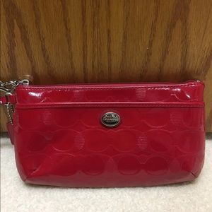Large Red Coach Wristlet.